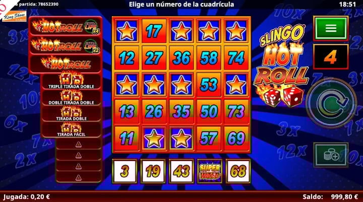 Tirada de dados en la slot Slingo Hot Roll